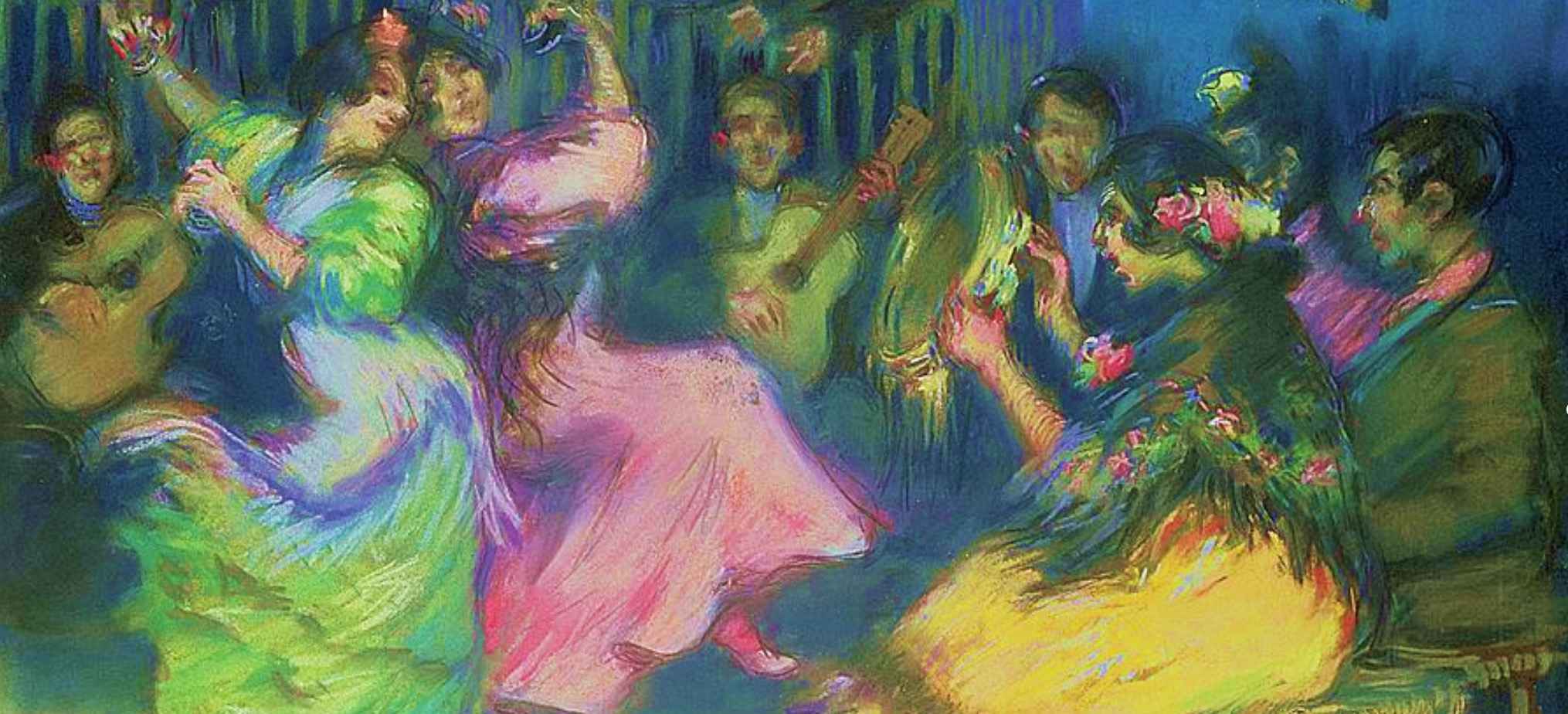O quadro “Dançarinos espanhóis ciganos”, pintado por Ricardo Canals y Llambi em 1898, expressa o fascínio de toda a Europa do fim do século XIX pelas tradições populares na música e na dança. 