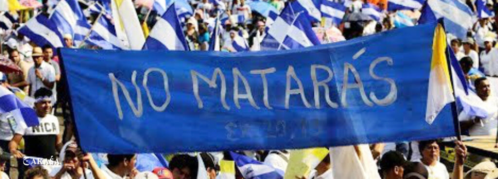 População da Nicarágua em protesto contra a ditadura de Daniel Ortega